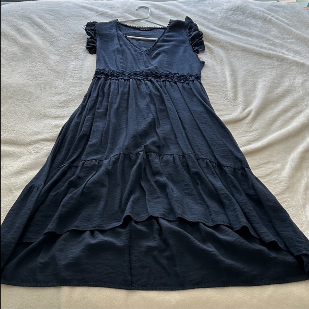 Navy Blue Ruffle Dress